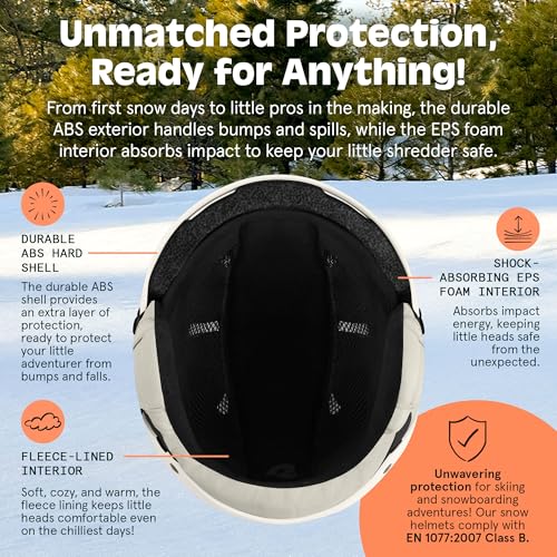 Image of Comstock Kids Ski & Snowboard Helmet with ABS Shell, EPS Impact Protection & 10 Cooling Vents - Adjustable Winter Sports Gear, Goggle Clip
