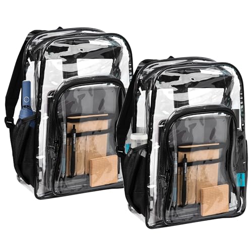 Image of Pack of 2 Clear Backpack Heavy Duty Thick PVC Transparent Backpack, Large Capacity See Through