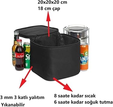 Thermal Bag Cold and Warm Holder Thermal Thermos Camping Bag Cold Drink Bag Camping Thermos Bag 8 Liters (Black)