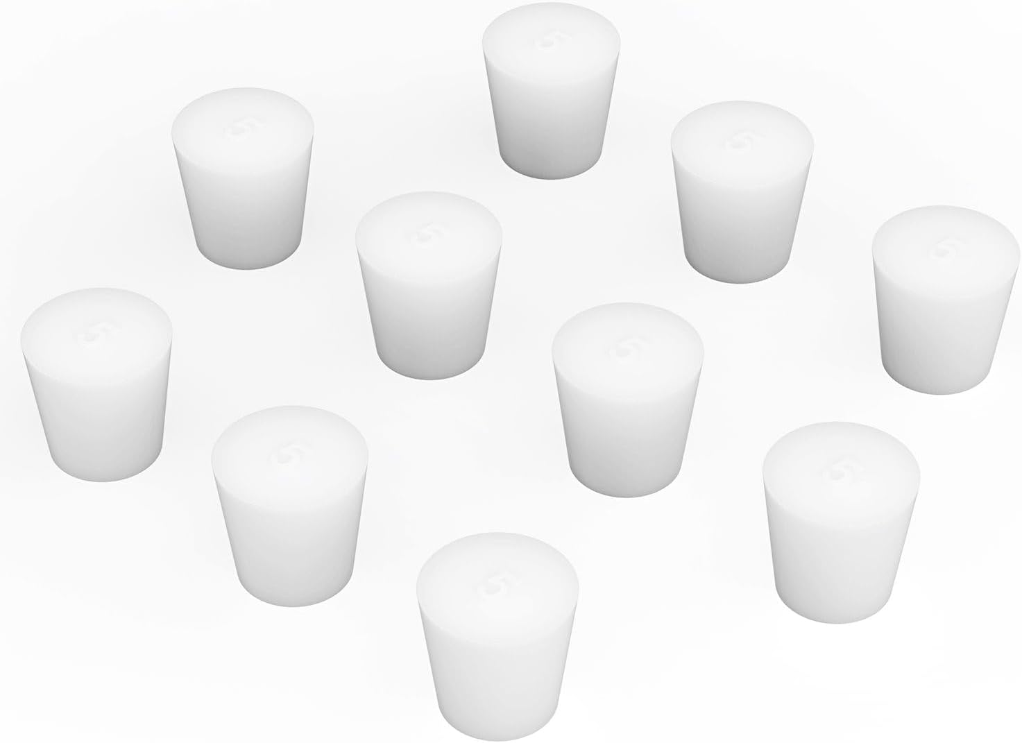 BorinGlass Silicone Rubber Stopper, (10-Pack, Size 1#) Tapered White Silicone Stoppers for Laboratory Sealing