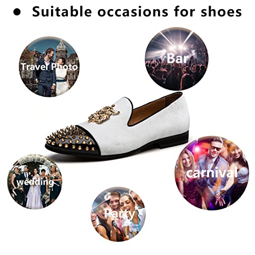 Image of Meijiana Mens Velvet Loafers Dress Shoes with Metal Embellishments Party Luxury Loafer Shoes