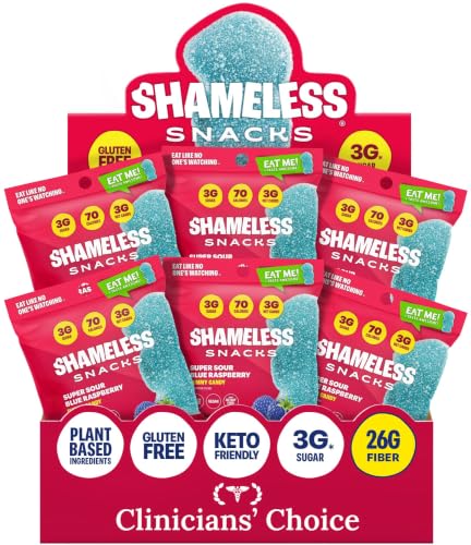 Shameless Snacks Super Sour Blue Raspberry Gummy Candy &amp; Fruit Snacks