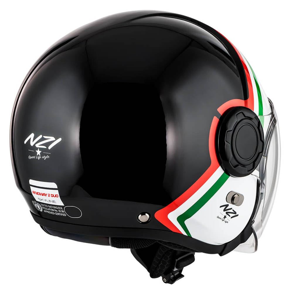 NZI RINGWAY 2 Duo Skyline Italy | Casco de Moto Jet Abierto con Visor Solar - Unisex Hombre y Mujer Homologado ECE