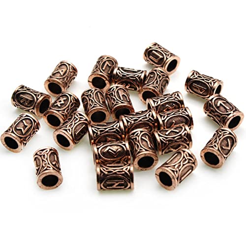 MENGBB 24 uds./Juego de Cuentas de Tubo para el Pelo con Orificio Grande, joyería para Trenzado de rastas, Accesorios de decoración para el Cabello de Barba, Cobre Rojo Antiguo, 10 uds Cover