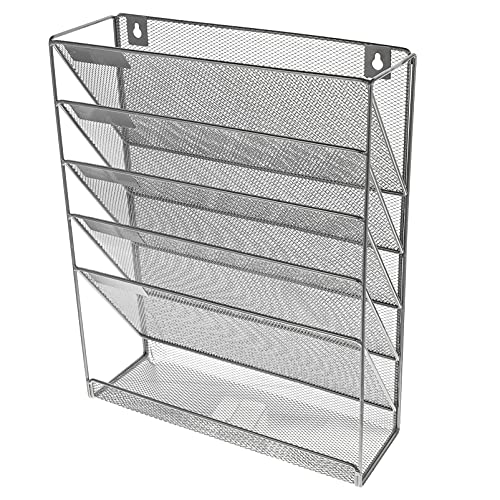VOSAREA Mesh Hanging Wall File Organizer Wall Mounted Hanging File Sorter Paper Letter Organizer Magazine Holder Rack for Home Office