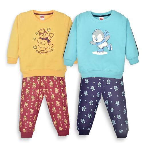 Image of LuvLap Baby Boys Full Sleeve Sweatshirt & Pyjama Sets, Pack of 2