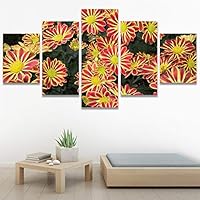 SIGNWIN 5 Panel Canvas Wall Art Modern Art Bouquet Colorful Cool Floral Group Multicolor Photography Realism Romantics for Home Decorations Ready to Hang - 60