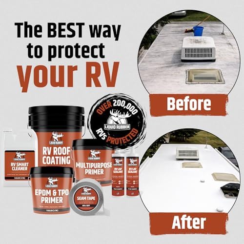Liquid Rubber RV Roof Sealant- Professional-Grade Solar Reflective Flexible Waterproof Membrane Coating for EPDM, TPO, Fiberglass & Aluminum Camper & Travel Trailers- 1 Gallon - 1