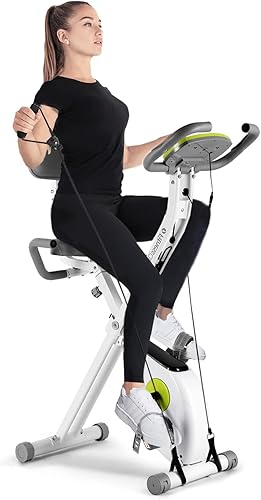 Fitnessclub Folding Exercise Bike with 8-Level Adjustable Magnetic Resistance Upright and Recumbent Stationary Bike, Perfect Workout Bike for Home