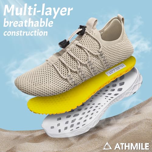 Image of ATHMILE Water Shoes for Men Women Barefoot Hiking Swim River Beach Knit | Adult Lake Pool Aqua Socks Quick Dry for Hiking Surfing Kayaking Sport Accessories Camping Must Haves