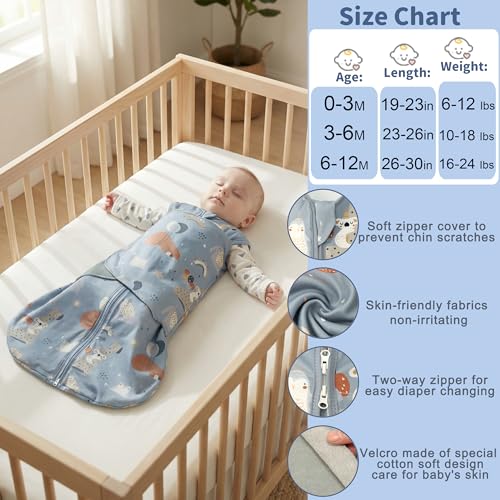 Image of GUNTAIL Newborn Sleep Sack Baby Swaddle,3-Way Adjustable Wearable Blanket,100% Rayon Cotton Swaddling sleeping bag (Rainbow & Giraffe, 0-3 Months)