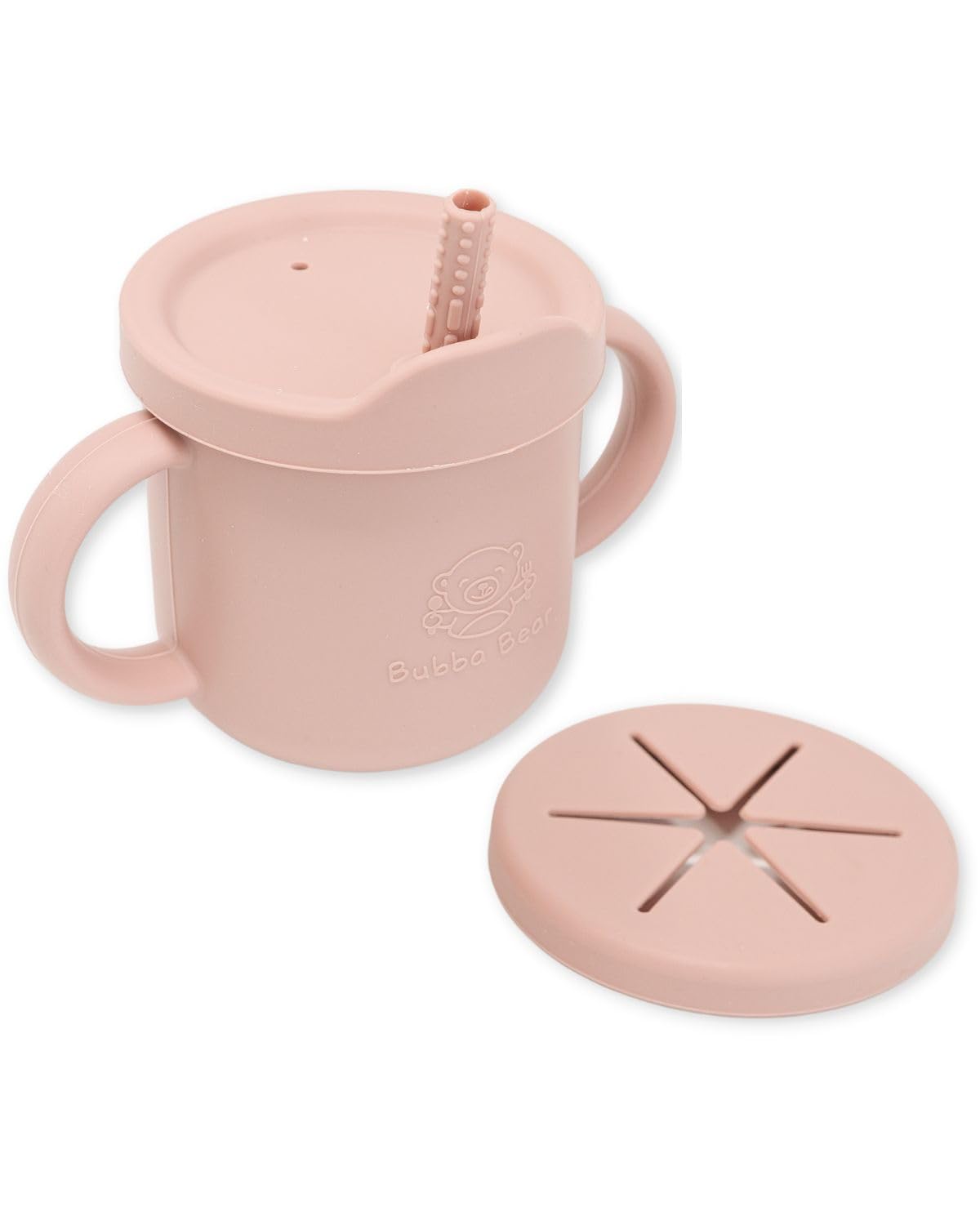 Bubba Bear Baby Cup with Straw | Weighted Sippy Cups for Babies from 6 Months | Non Spill Straws Bottle for Toddlers | Easy Toddler Drinking Water Bottles with Lid for Kids Weaning & Transition