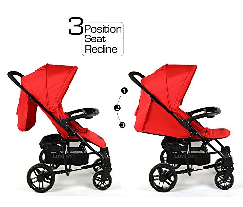 Image of LuvLap Elite Baby Pram Stroller - Red