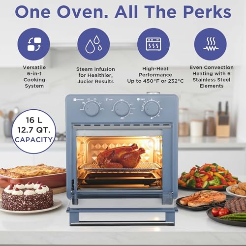 Image of Magnavox Home, 16.5 qt Air Fryer Oven, With Steam Infusion, Ocean