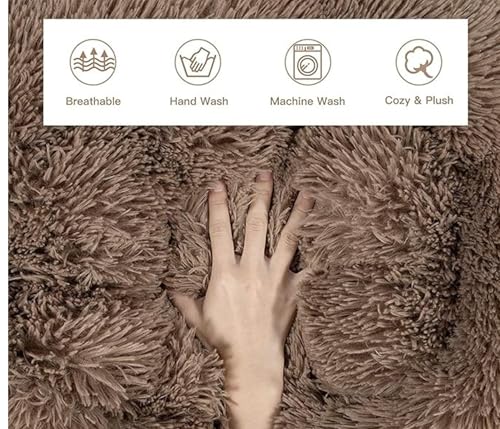 Image of ZEXSAZONE Summer Round Donut Comfortable Durable 2 in 1 and Washable Pet Bed | Cat Bed | Puppy Bed | Dog Bed | Medium Dog Bed for Cats Puppies Labrador German (Brown, Large)