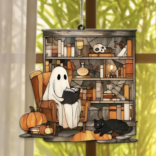 Enchanting Ghost Reading Book Suncatcher – Whimsical Halloween Window Decor, Perfect Gift for Book Lovers and Spooky Home Accents - Image 5