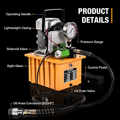 Image of Hydraulic Electric Pump 8.4Quart 2.1Gallon Single Acting Solenoid Valve 8L Hydraulic Power Pack Cylinder Electric Portable Pump, ZCB-700D