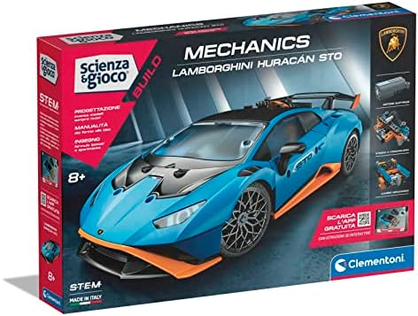 Clementoni- Scienza Build Huracán STO-Set Costruzioni Bambini, Modello Lamborghini, Laboratorio Meccanica, Gioco Scientifico 8 Anni (Versione Italiana) -Made in Italy, Multicolore, 19223