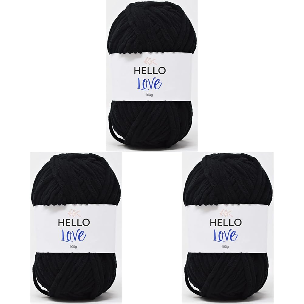 Hilo negro para tejer ropa de invierno Hello Love de 100 g