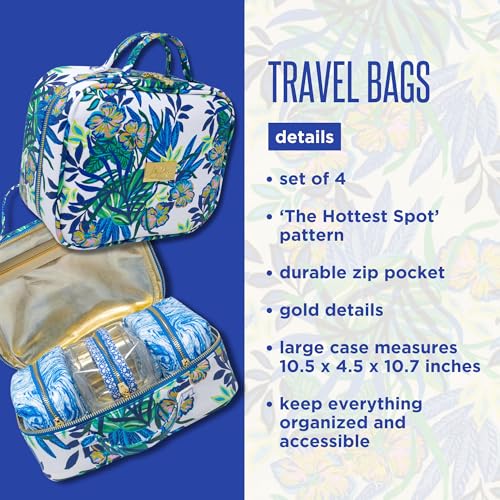Lilly Pulitzer 4 Piece Travel Toiletry Bag, Cute Luggage Case for Adults, Zipper Pouch Set for Cosmetics, Small Pouch Bag for Supplies, Makeup or Toiletries (The Hottest Spot)2