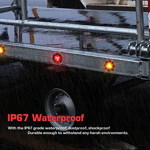 10 Pack (5 Amber + 5 Red) 2" Round Led Side Marker Light, Super Bright 12-24V Grommet Flush Mount 4 Led Clearance Marker Lights W/ Rubber Gaskets For Boat Trailer Truck Rv [Dot Certified] [Ip67] #TOP3