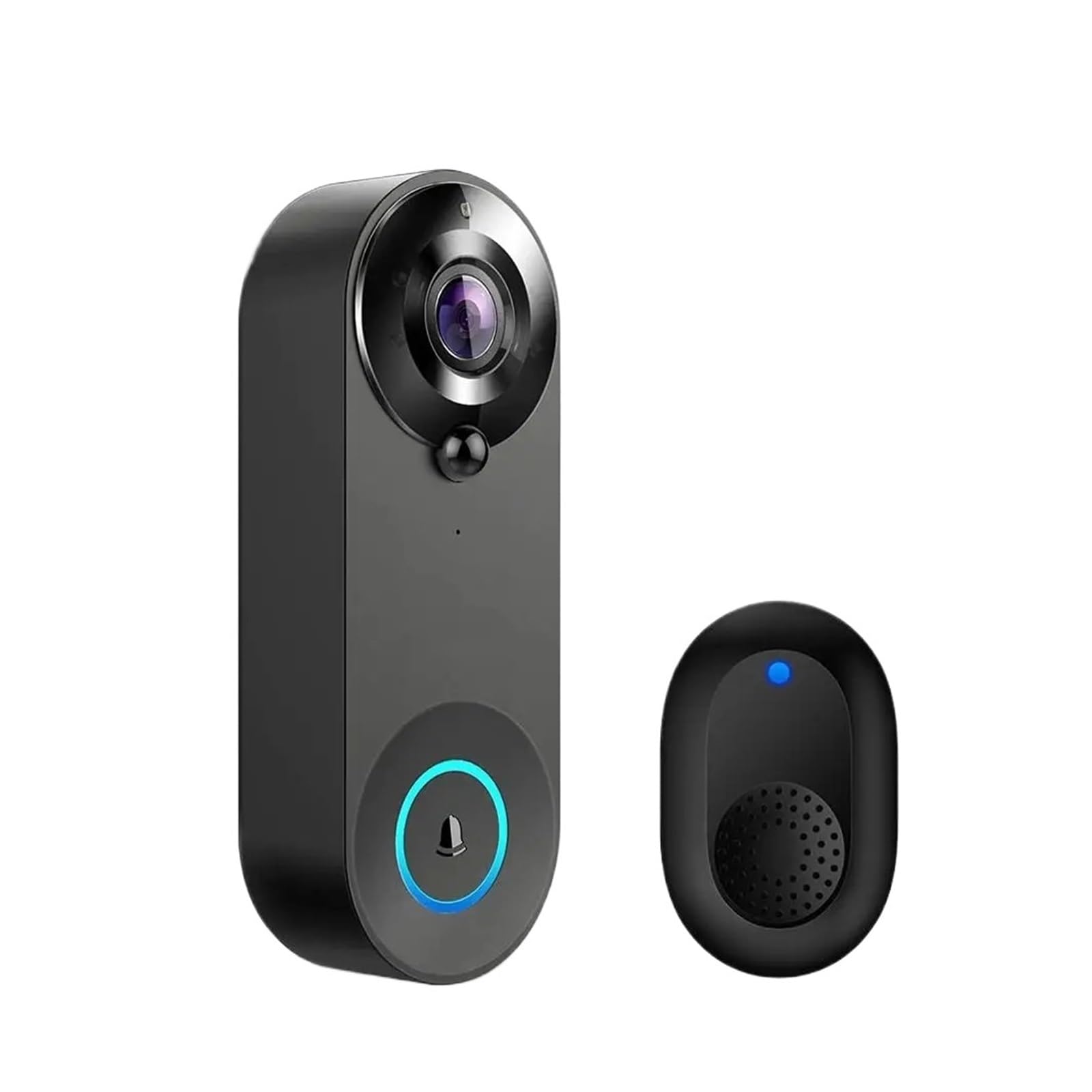 Sonnette vidéo 1080p interphone grand angle à vision nette et fond noir