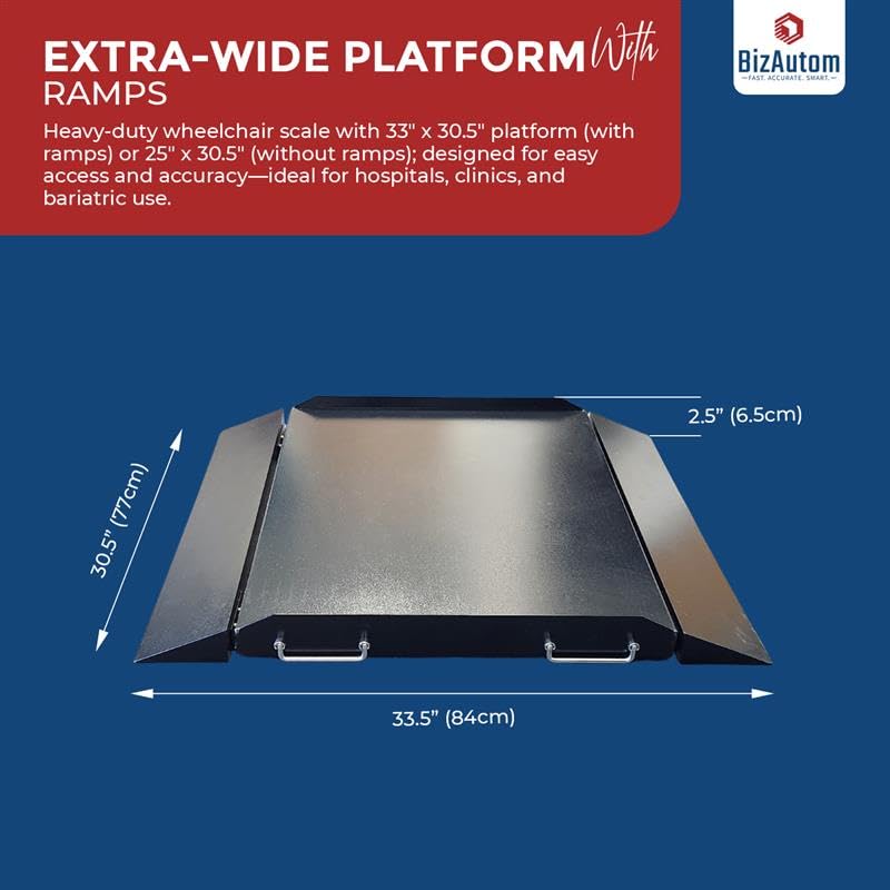 1000lb Wheelchair Scale | Portable Dual Ramp Clinic scale | Heavy Duty Metal Platform with 0.1lb Accuracy | Foldable Medical Floor Scale for Adults, Home Use & Seniors Care | Model BA-1000WCS image 2 of 9 B0DCHN2Y99