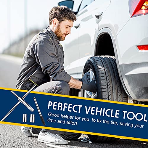 Image of 4 Way Lug Wrench Heavy Duty Telescoping Lug Nut Wrench Universal Extended Lug Wrench Cross Tire Iron Remover with CR-V Sockets,17 / 19 / 21 / 23 mm and Black Flannelette Bag for Car Van Truck Caravan