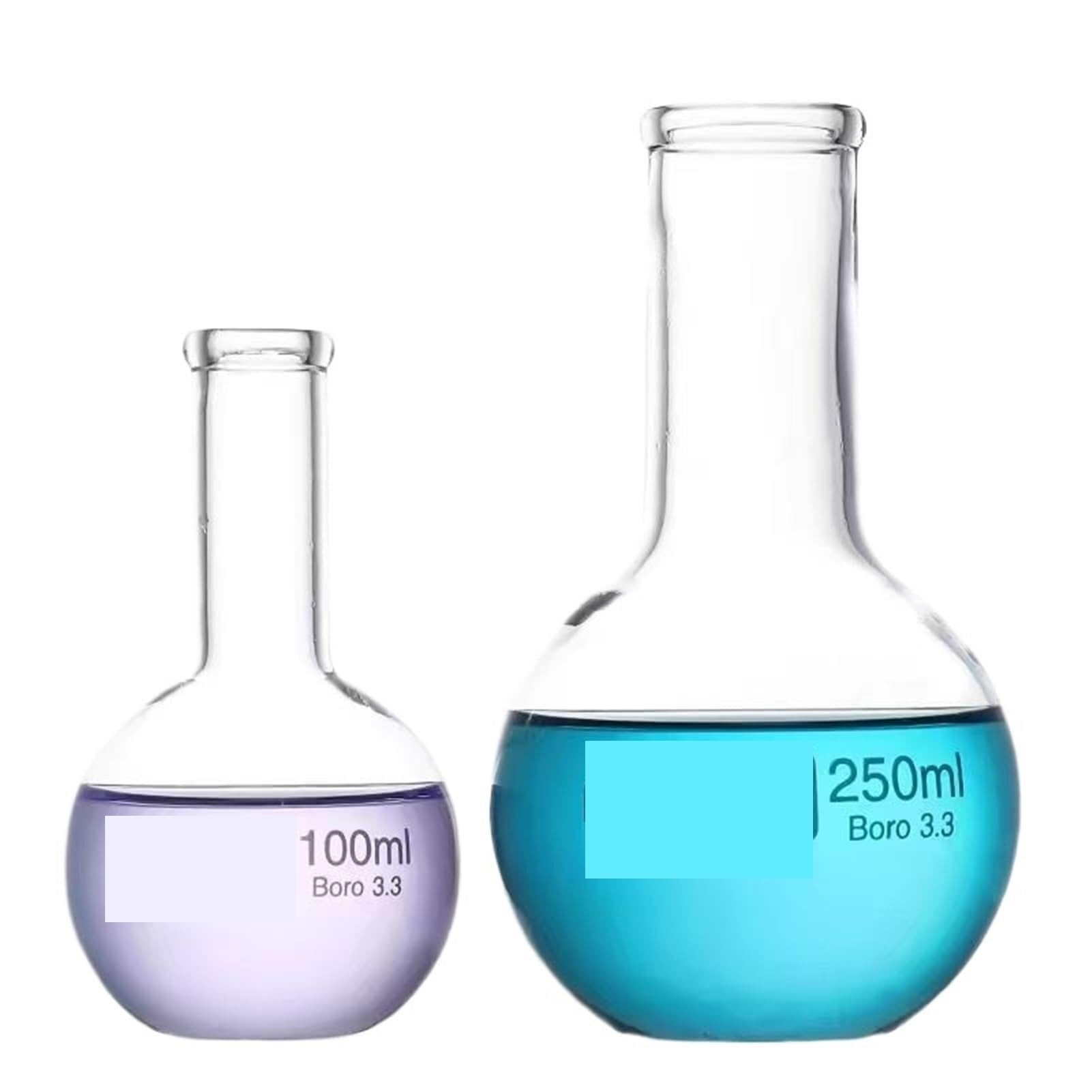 Matraz Erlenmeyer Graduado de Borosilicato, 1 matraz de destilación de una sola boca con fondo plano de vidrio, boca esmerilada estándar n.° 19, n.° 24 y n.° 29, capacidad de 50 ml a 2000 ml.(1000ml c