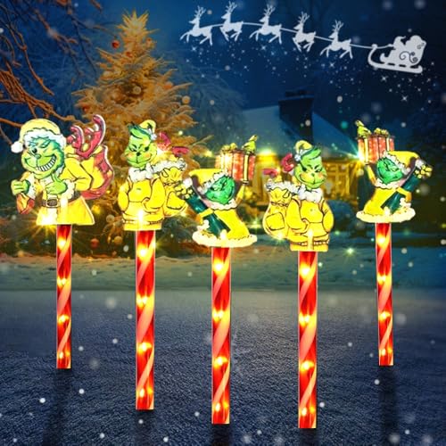 LED Gartenstecker Weihnachten,5 Stück Weihnachtsstecker Außen...