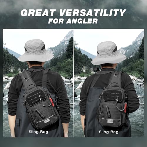 Ghosthorn Mochila de pesca - Bolsa de armazenamento leve - Mochila de pesca com suporte de vara