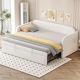 Canapé-lit multifonctionnel avec lit gigogne : ce canapé rembourré intègre un lit gigogne sous l'assise, qui se combine avec le lit principal pour se transformer facilement en un lit double de 180 x 200 cm. Alliant élégance et fonctionnalité, il est idéal pour les salons, les chambres d'amis ou les petits appartements