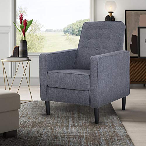 Sillón reclinable tapizado gris ajustable miniatura 1