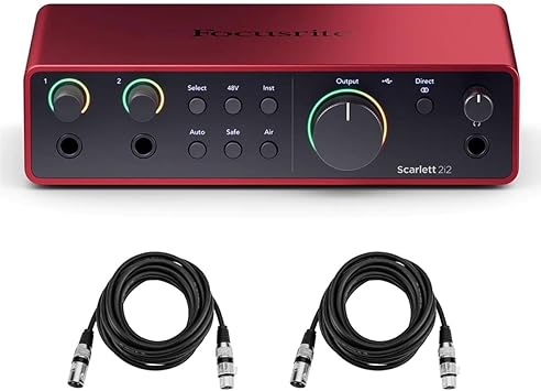 Scarlett 2i2 4th Gen, 2-in, 2-out USB Audio Interface with 2 XLR Cables
