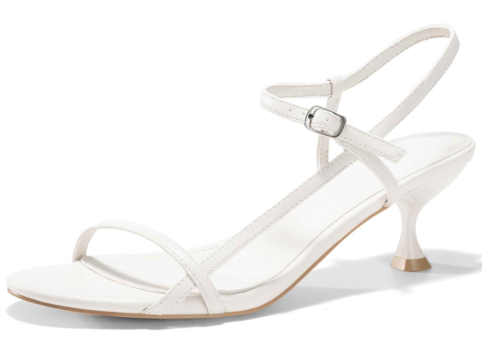 Coutgo Womens Strappy Heeled Sandals Kitten Low Heel Open Toe Ankle Strap Party Wedding Dress Shoes