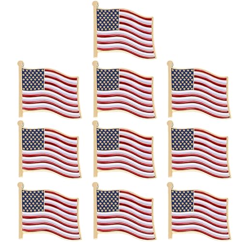 TONOS American Flag Lapel Pin 10-Pack, Metal...
