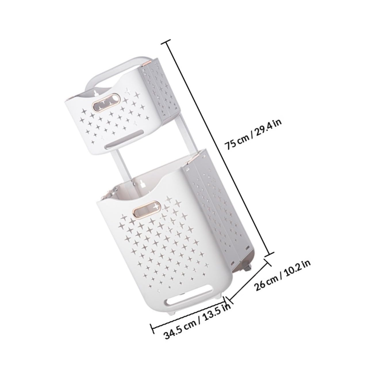 TOPBATHY Cesto Portabiancheria Doppio Strato con Ruote Grande Capacità in Plastica Bianco per Conservare Vestiti e Giocattoli in Casa