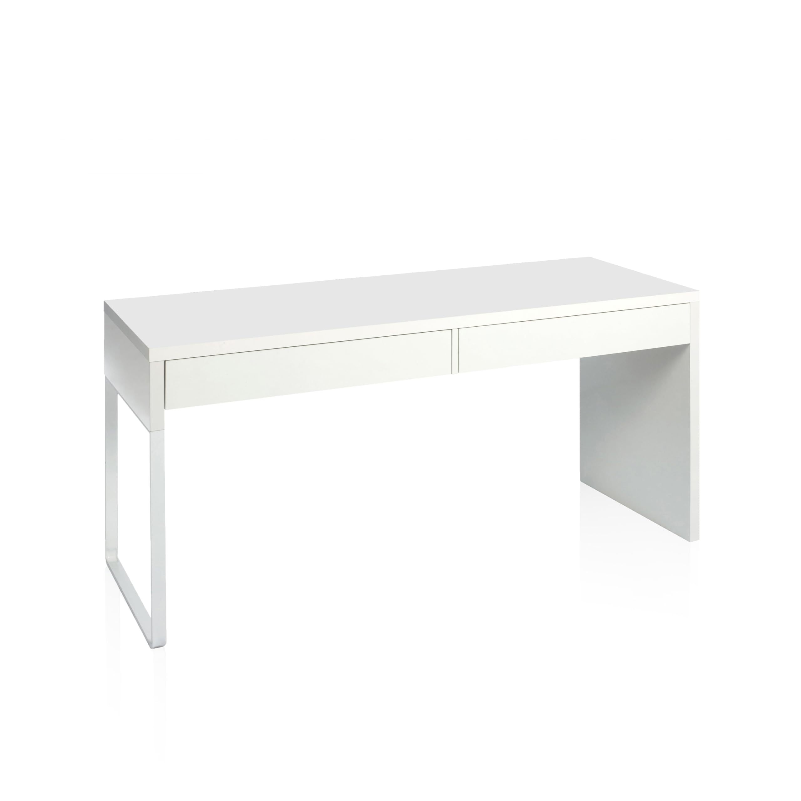 duehome | Escritorio con 2 Cajones, Mesa de Despacho, Mesa de Oficina, Modelo Roxy, Color Blanco Artik, Medidas: 138 cm (Ancho) x 50 cm (Fondo) x 75 cm (Alto)