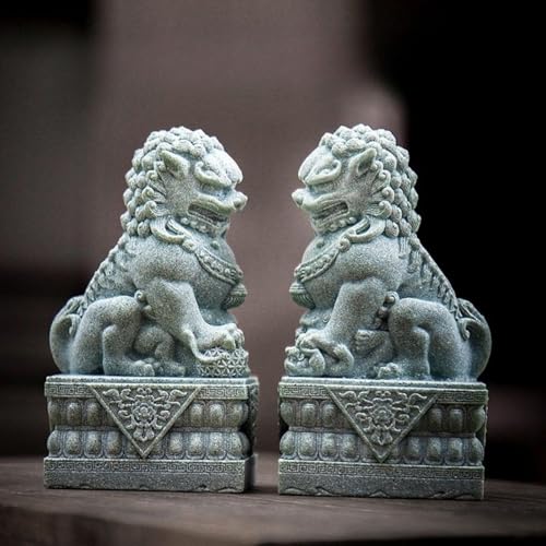 Lions en pierre de protection Bluestone 6,2 cm idée cadeau décoration - 2