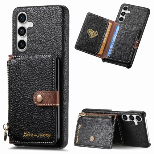 Étui Samsung Galaxy S24 portefeuille noir anti-rayure écran protégé