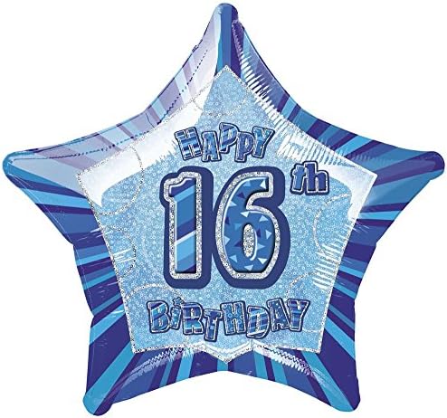 Unique Party 55433 - 66cm Hanging Swirl Glitz Blue Birthday Decorations, Pack of 6