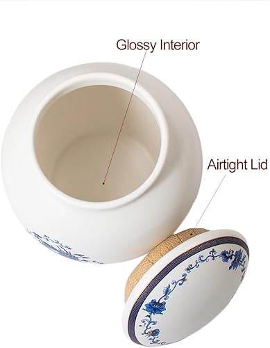 Miniatura 2 de Dahlia Bote de té de porcelana blanca para té suelto, organizador de té hermético Jingdezhen, dragón 11.0 fl oz