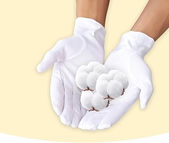 White Cotton Gloves Marching Band Gloves Pallbearer Usher Glove, Parade Costume White Uniform Glove for Police Server Funeral Formal Tuxedo Guard