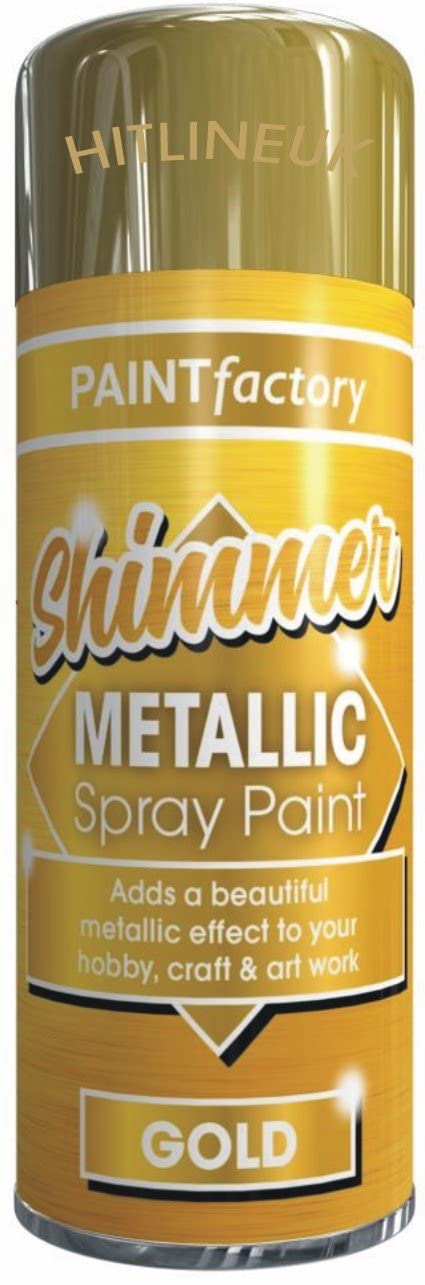 Hitlineuk Gold Metallic Shimmering Spray Paint Interior & Exterior Aerosol Can 200Ml