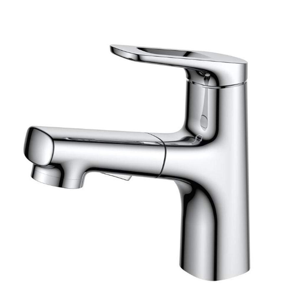 Robinet de lavabo avec douchette mitigeur de salle de bain chromé - 4