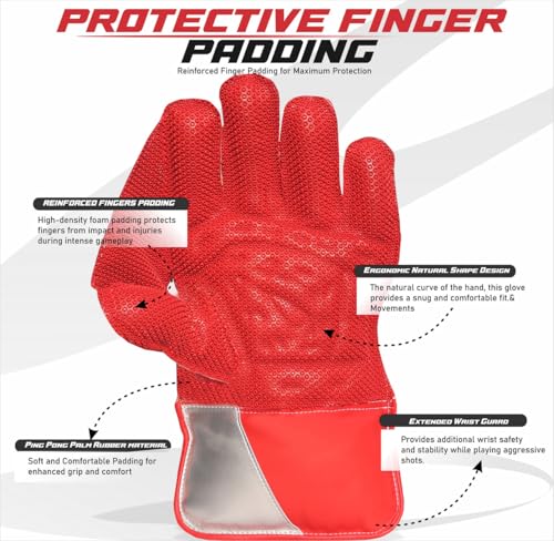 Gants wicket keeper CW Savior pour homme avec coussinets de protection - 4