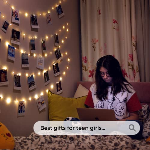 Mind-Glowing Photo Clips String Light - Fairy Lights For Bedroom Wall (16.4Ft), 50 Clips For Hanging Pictures - Teenage Gift For 10 11 12 13 Year Old Girl, Room Decor For Teen Girls, Led Twinkle Light #TOP1