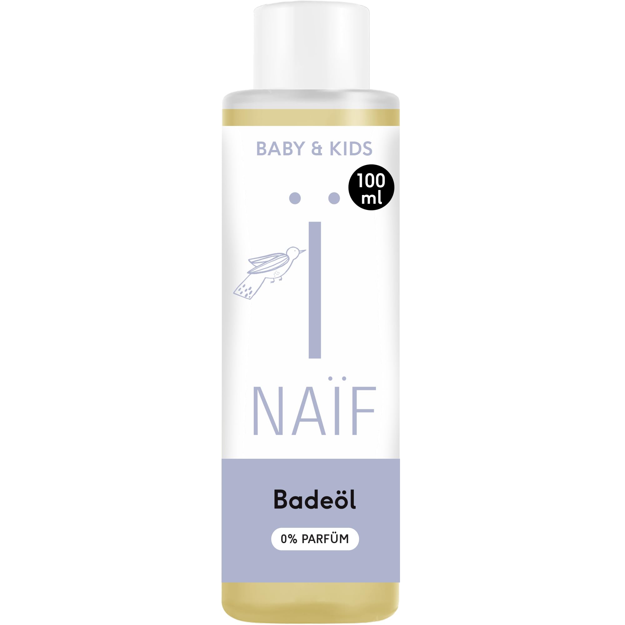 Naïf - Mildes Badeöl für Baby und Kind - 0% Parfüm - Babypflege - Baden - Badeöl trockene Haut - Inhaltsstoffe auf natürlicher Basis - Vegan - 100ml