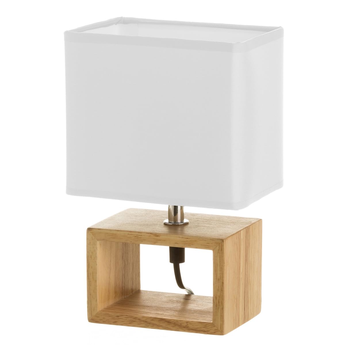 LOLAhome - Lámpara de mesita de noche nórdica Vitta en madera marrón de 24x10x15 cm. Diseño rectangular hueco. Ideal para tu dormitorio, aporta un estilo actual y luz muy acogedora.
