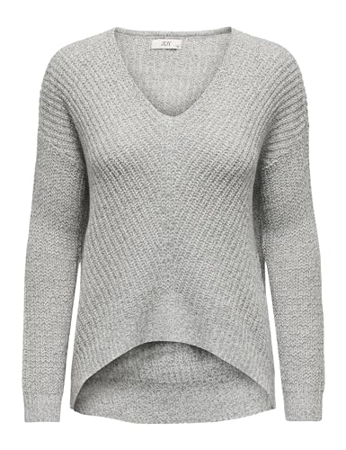 Jaqueline de Yong - Jersey de Punto para Mujer con Cuello en V, Cloud Dancer/Detail:w. Black Ply, M